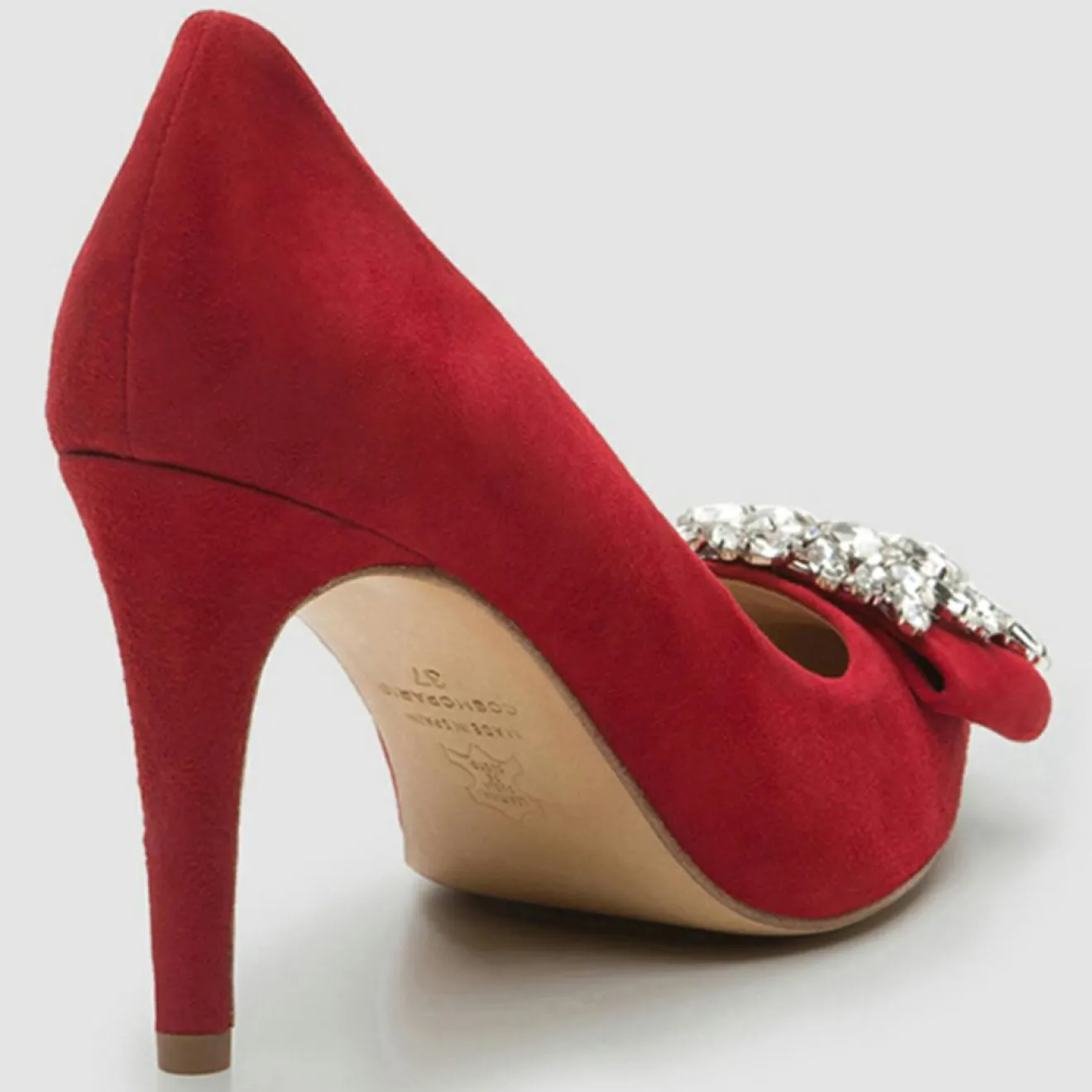 Online Cosmoparis Escarpins en Velours de Cuir Manifika rouges - Talon 9 cm