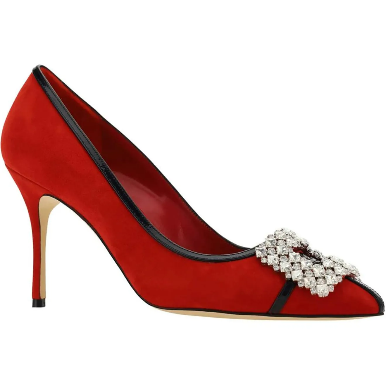 Femme Manolo Blahnik Escarpins en Velours de Cuir Tuberian rouges - Talon 9 cm