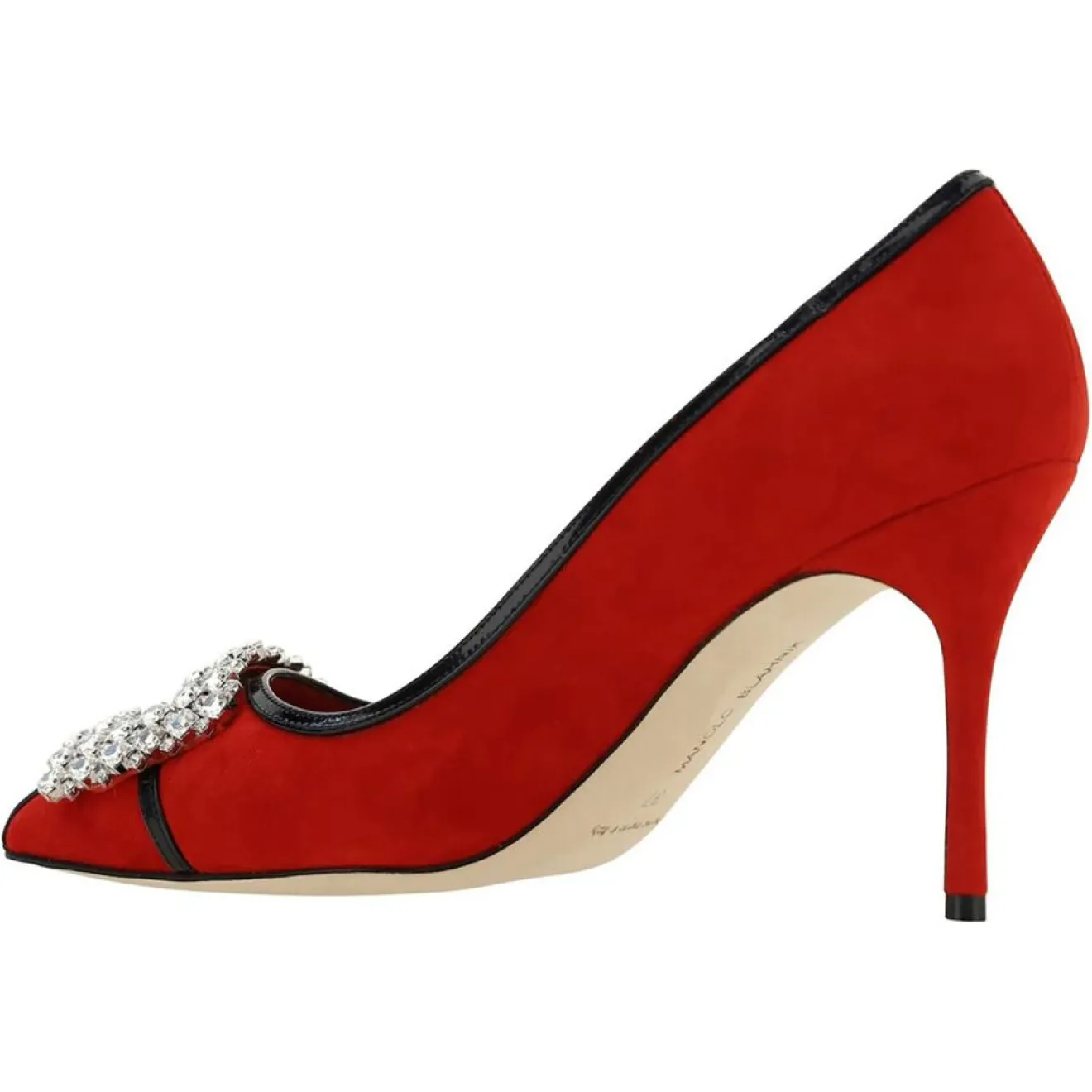 Femme Manolo Blahnik Escarpins en Velours de Cuir Tuberian rouges - Talon 9 cm