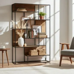 Bois & Chiffons Etagère de bibliothèque design Mango Stockholm Marron - 115x35x174 cm