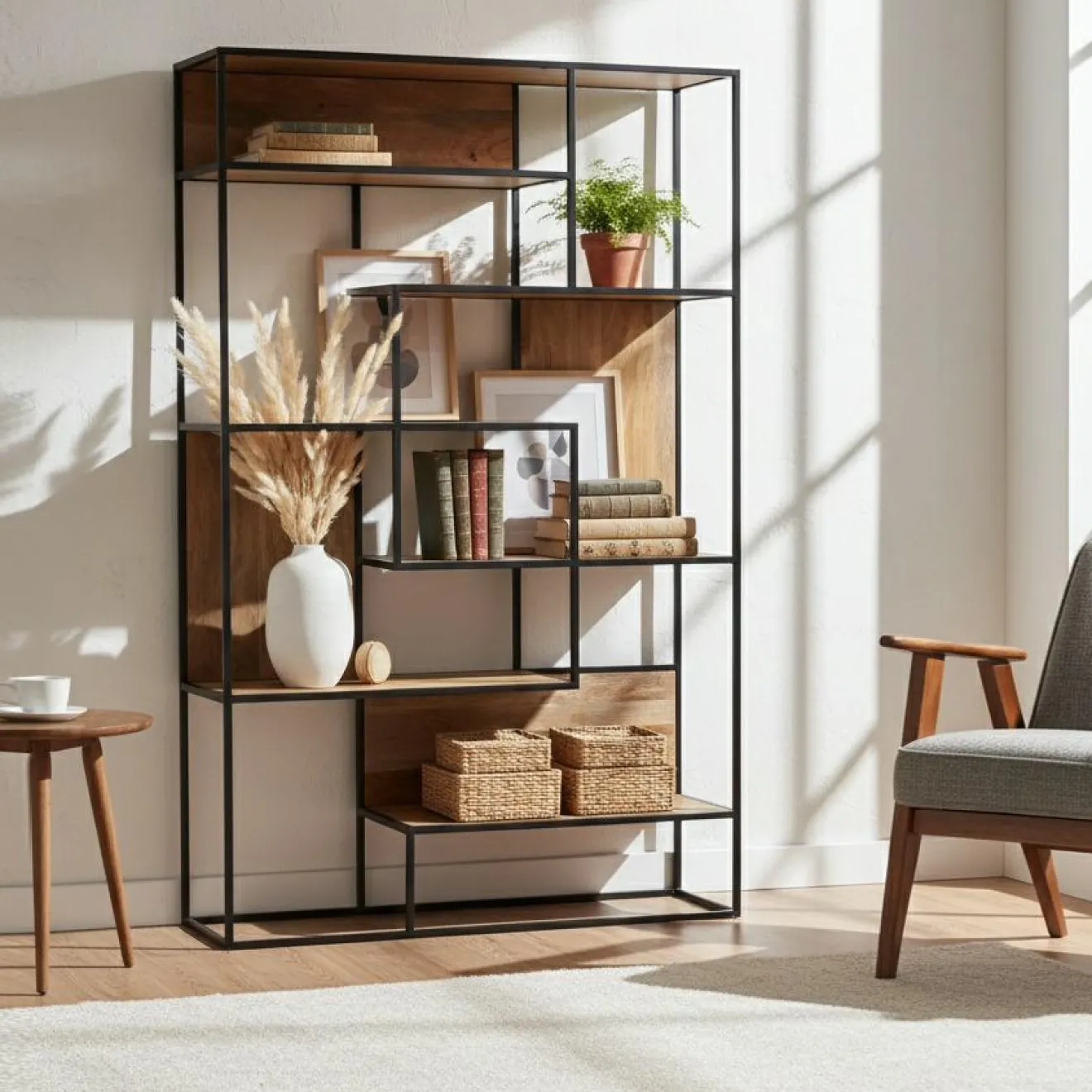 Bois & Chiffons Etagère de bibliothèque design Mango Stockholm Marron - 115x35x174 cm