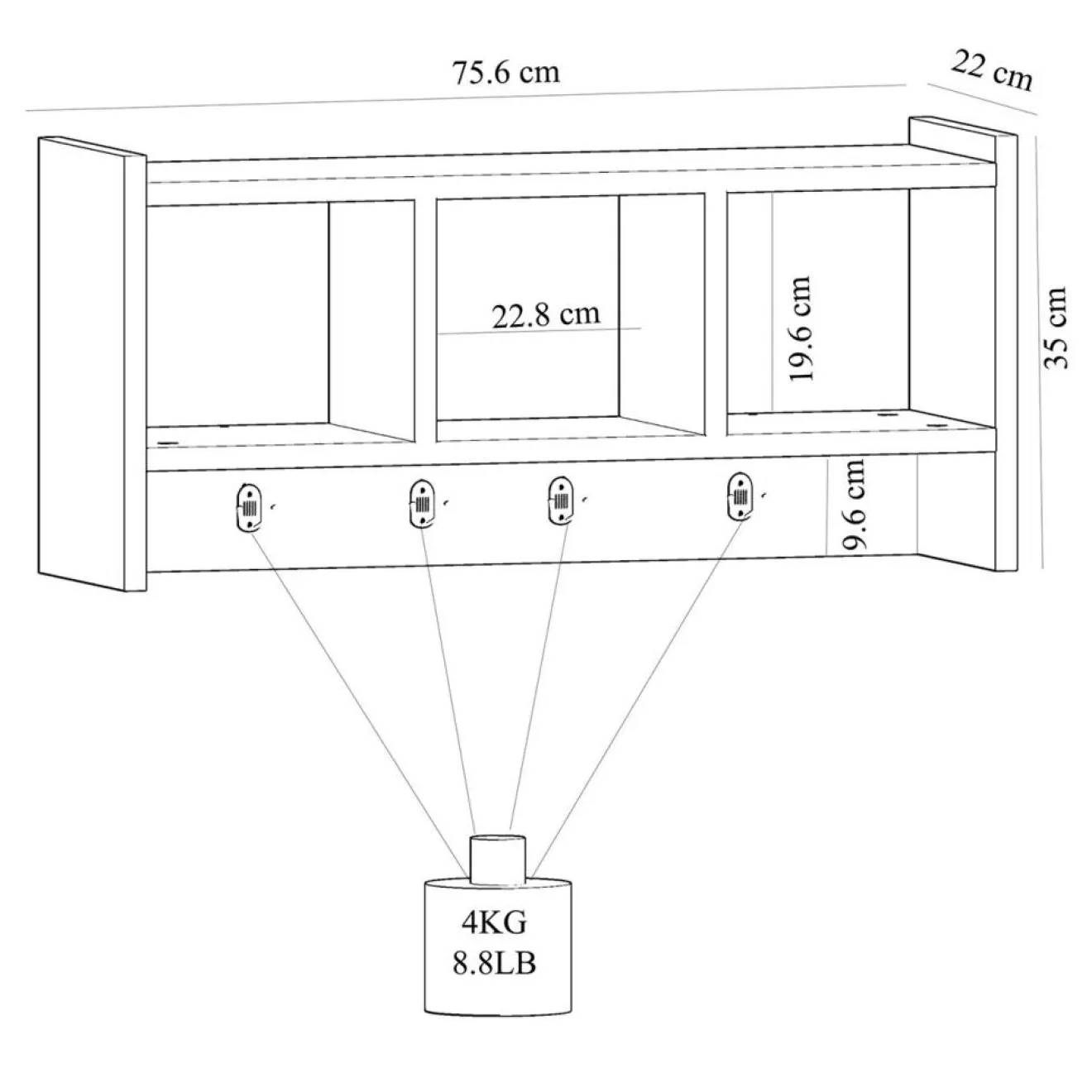 Online Homitis Etagère porte-manteau Star blanche - 75.6x35x22 cm