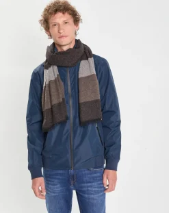 New Hackett London Etole en Laine mélangée à larges rayures marron