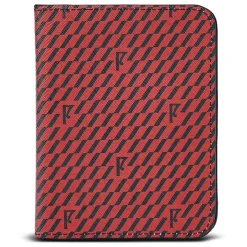 Femme Maison Faret Etui passeport en Toile enduite noir/rouge - 14x10x2 cm