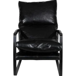 Bois & Chiffons Fauteuil cuir damo noir- 63x99x99 cm