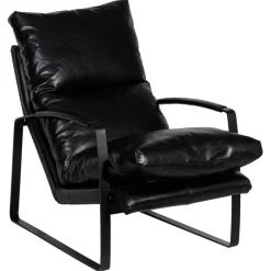 Bois & Chiffons Fauteuil cuir damo noir- 63x99x99 cm