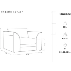 Mazzini Sofas Fauteuil Quince bleu - 97x92x80 cm