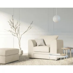 Mazzini Sofas Fauteuil Quince Velours côtelé beige clair - 97x92x80 cm