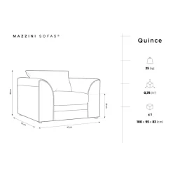 Mazzini Sofas Fauteuil Quince Velours côtelé beige clair - 97x92x80 cm