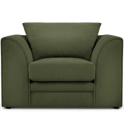 Outlet Mazzini Sofas Fauteuil Quince Velours côtelé vert - 97x92x80 cm