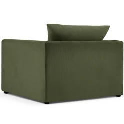 Outlet Mazzini Sofas Fauteuil Quince Velours côtelé vert - 97x92x80 cm
