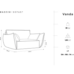 Mazzini Sofas Fauteuil Vanda beige clair - 128x100x85 cm
