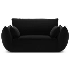 Outlet Mazzini Sofas Fauteuil Velours Vanda noir - 128x100x85 cm