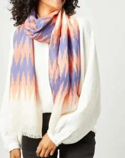 Petrusse Foulard en Coton & Soie Voyage corail - 55x200 cm