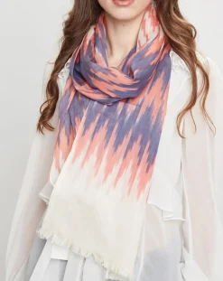 Petrusse Foulard en Coton & Soie Voyage corail - 55x200 cm