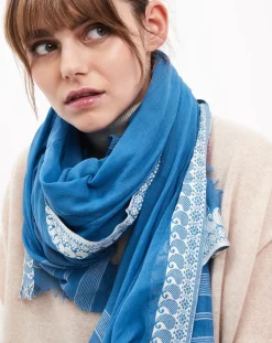 Sale Petrusse Foulard en Coton & Viscose Solila bleu - 120x180 cm