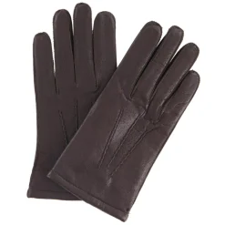 Homme Georges morand Gants en Cuir d'Agneau doublure textile marron