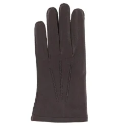 Homme Georges morand Gants en Cuir d'Agneau doublure textile marron