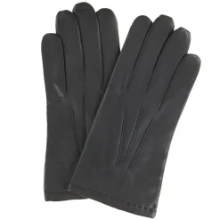 Homme Georges morand Gants en Cuir d'Agneau doublure Laine & Coton noirs