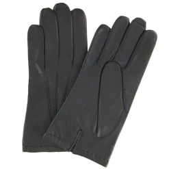 Homme Georges morand Gants en Cuir d'Agneau doublure Laine & Coton noirs