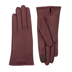 Sale Maison Fabre Gants en Cuir d'Agneau doublés Polaire Valois vin