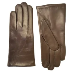Maison Fabre Gants en Cuir d'Agneau Waves taupe foncé