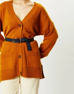 Sale Galeries Lafayette Gilet 100% Cachemire Dira orange