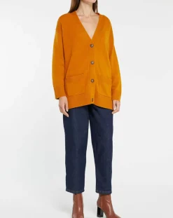 Sale Galeries Lafayette Gilet 100% Cachemire Dira orange