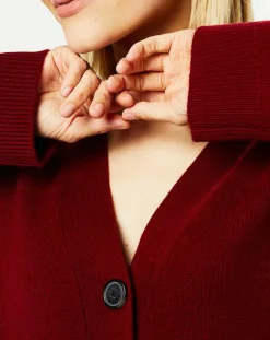 Femme Galeries Lafayette Gilet 100% Cachemire Zira rouge foncé