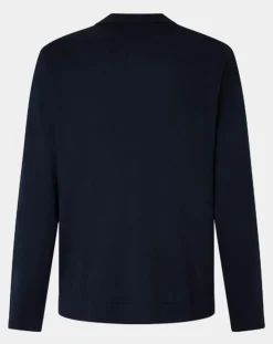 Homme Hackett London Gilet 100% Laine Mérinos façon veste bleu marine