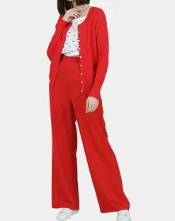 Online Molly Bracken Gilet uni boutonnée rouge