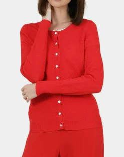 Online Molly Bracken Gilet uni boutonnée rouge