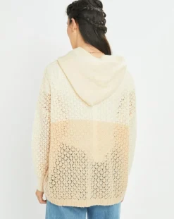 Femme Lauren Vidal Gilet ajouré en Mohair mélangé Milane abricot/écru