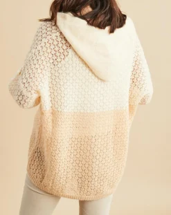 Femme Lauren Vidal Gilet ajouré en Mohair mélangé Milane abricot/écru