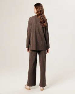 Clearance Rodier Gilet Anjelica en côtes marron havane