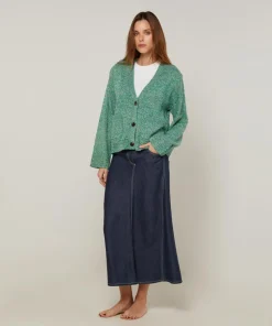 Femme Rodier Gilet Brenda col V chiné vert