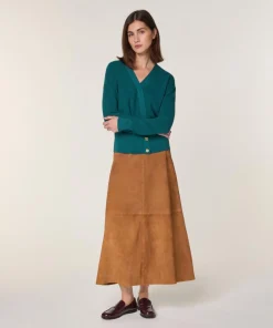 Clearance Rodier Gilet Carmen 100% laine cache-coeur boutons bleu pétrole