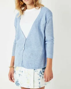 Femme Cuisse de Grenouille Gilet Casta bleu