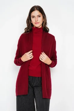 Femme C&Jo Gilet col châle bordeaux