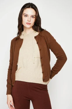 Femme C&Jo Gilet col ras du cou marron