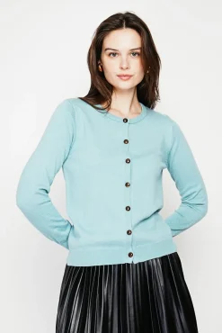 Clearance C&Jo Gilet col ras du cou turquoise