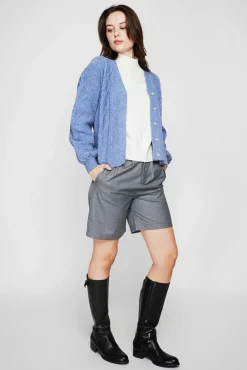 Best C&Jo Gilet col v bleu gris