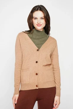 Outlet C&Jo Gilet col v boutonné camel