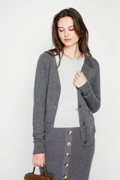 New C&Jo Gilet col v boutonné loup