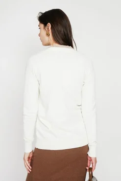 Femme C&Jo Gilet col v boutonné naturel