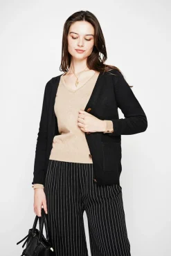 Best C&Jo Gilet col v boutonné noir