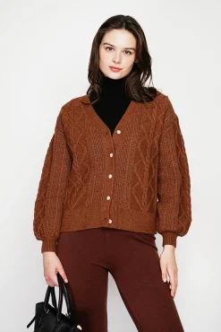 Femme C&Jo Gilet col v marron