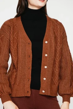 Femme C&Jo Gilet col v marron