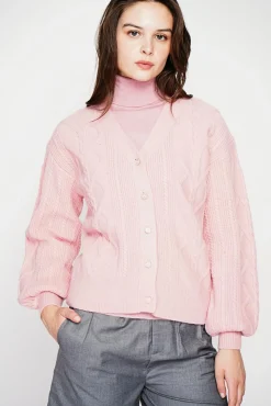 Femme C&Jo Gilet col v rose poudré