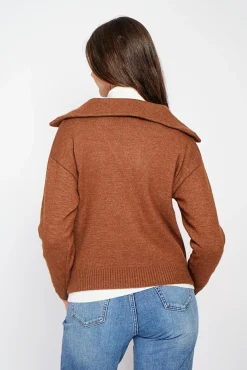 Femme C&Jo Gilet double col marron